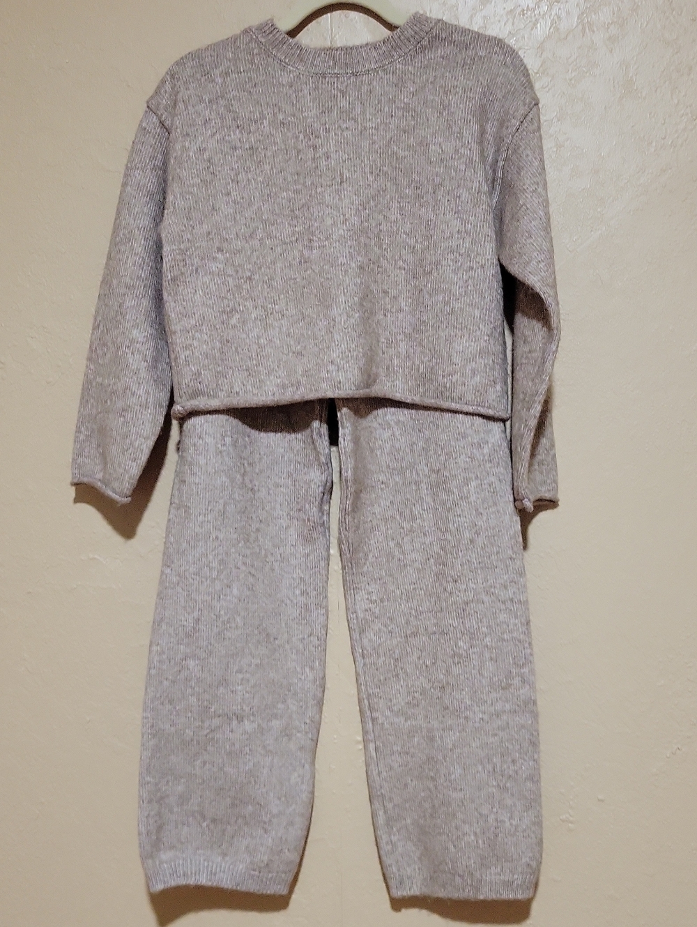 Happily Grey Kids Knit Sweater/Pants Set - Soft Heather Taupe